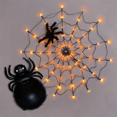 거미줄 LED 조명 벽장식&amp;왕거미 풍선 세트인디K